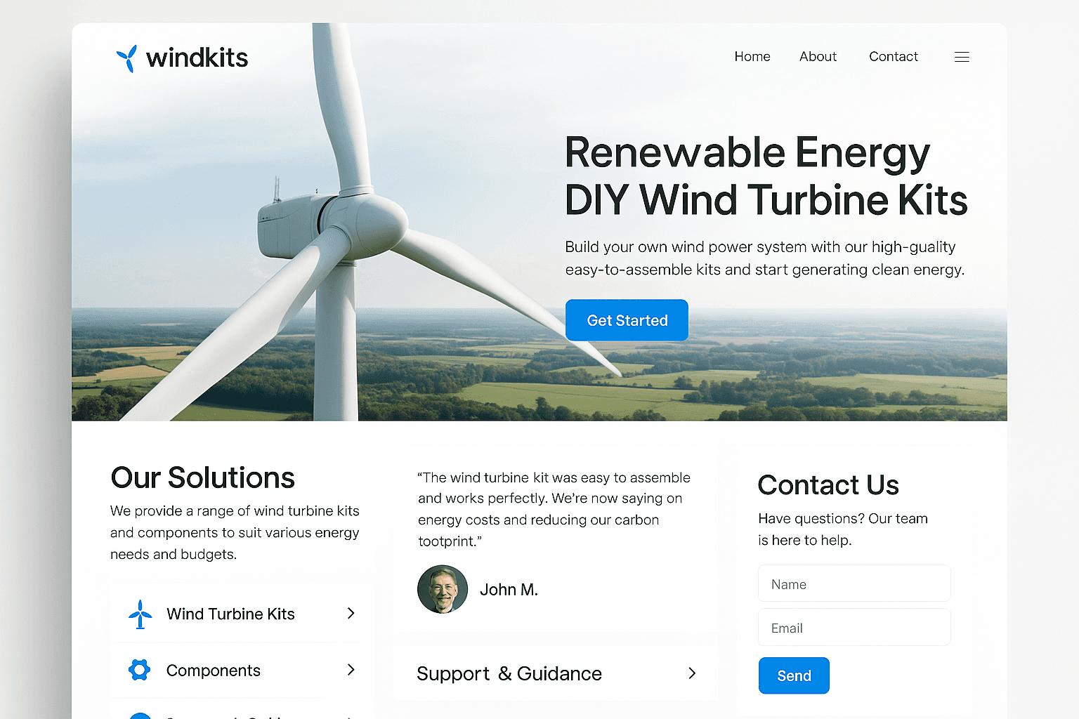 windkits.com website mockup